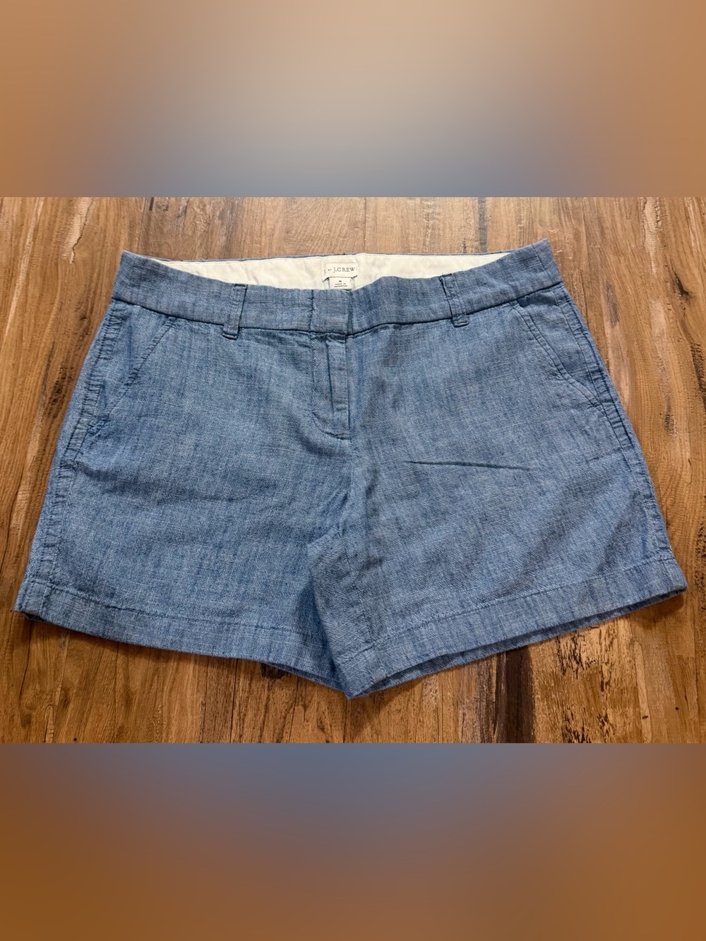 J. Crew Blue Chambray Cotton Women's Chino Bermuda Casual Classic Coastal Shorts